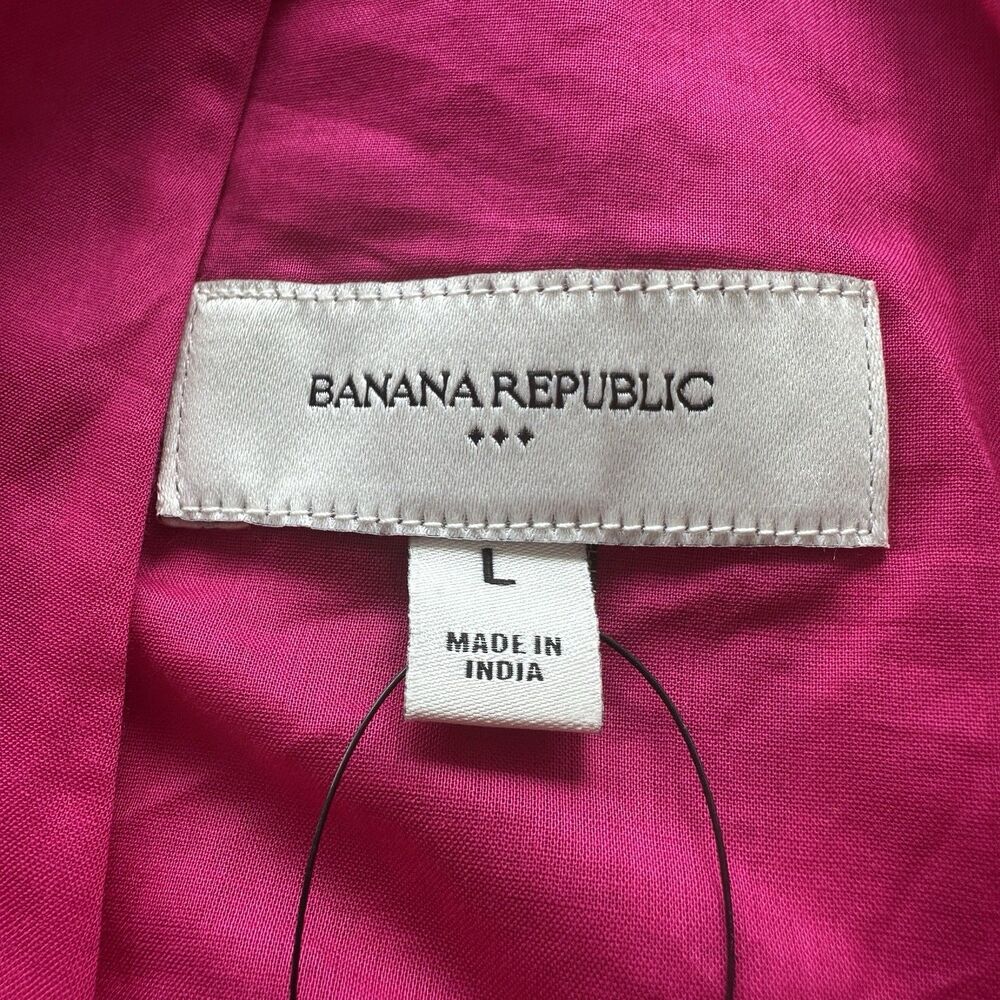 NWT Banana Republic Caftan Midi Dress Sz L Elbow Sleeves Voile Pink Cotton - Picture 4 of 10
